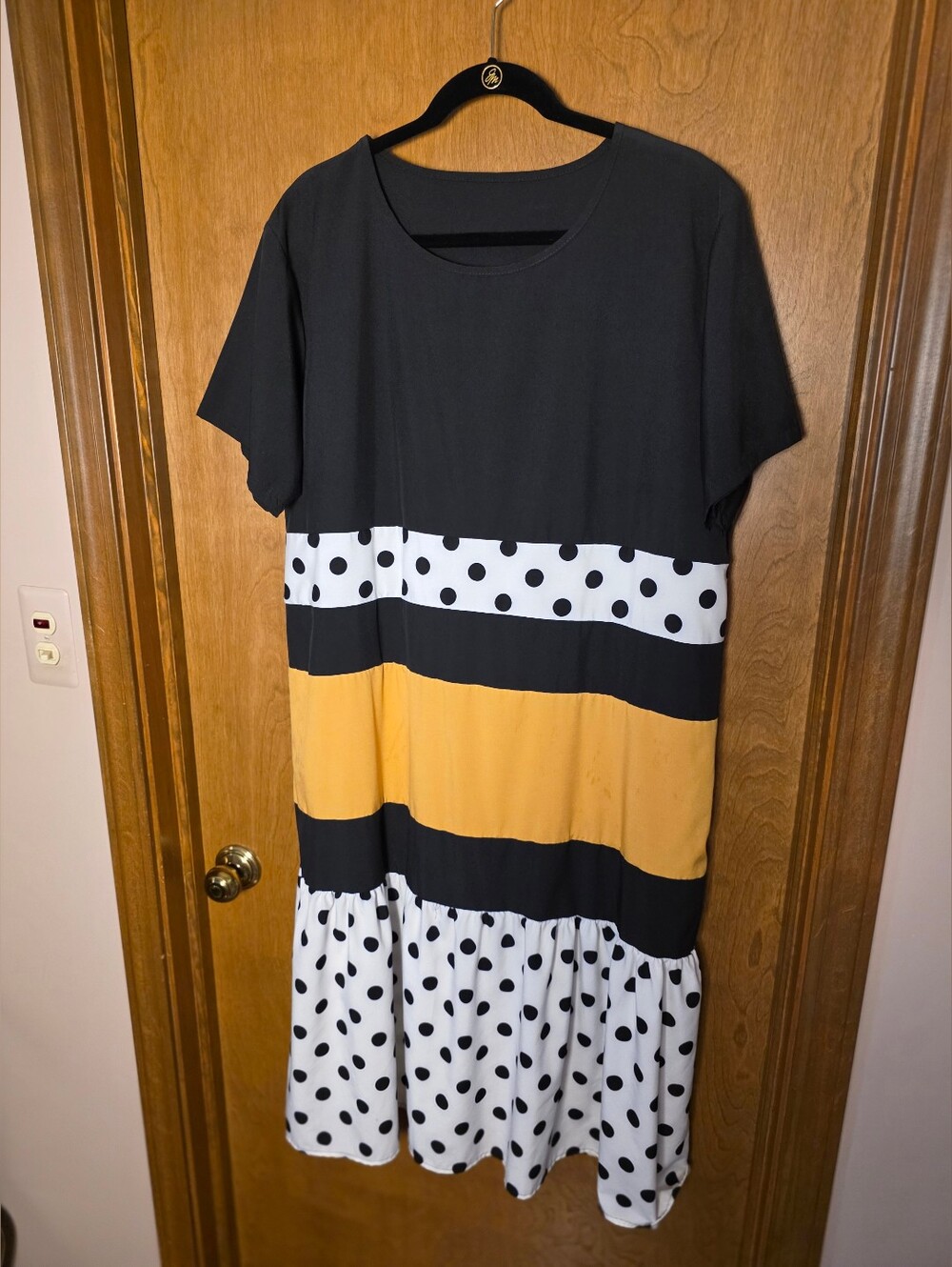 SHEIN Casual Polka Dot Stripe Midi Dress
